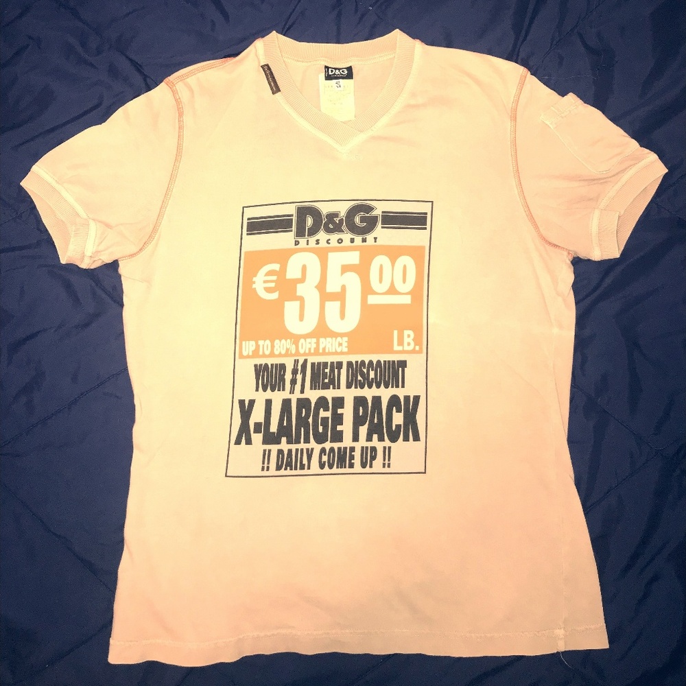 DOLCE & GABBANA VINTAGE MENS #1 MEAT DISCOUNT TEE